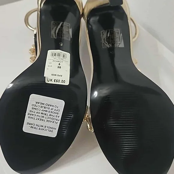 River Island White Crystal Barely there Embellished Heel Sandal - Picture 8 of 8